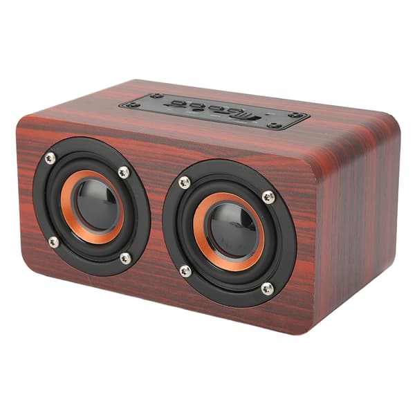 Retro Bluetooth-högtalare Inbyggd mikrofon Bärbar trådlös högtalare Stöder minneskort USB AUX MP3 Röd träådring