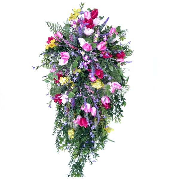 Artificial Flower Wreath with Lilacs Hyacinths Hydrangeas Spring Summer Floral Greenery Wreath E Small