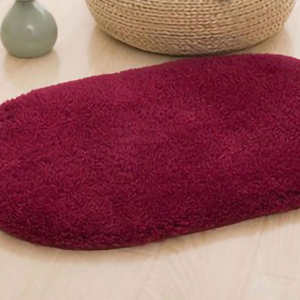 Dörrmatta Oval halksäker inomhusdörr Matta Fuktabsorption Mjuk Bekväm plysch badrumsmatta för kök Sovrum Vinröd 40x60cm/15,7x23,6in (oval form)