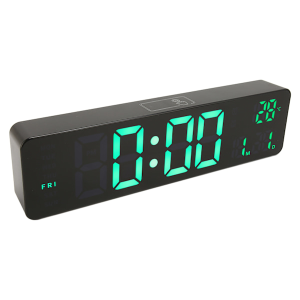 Digital väckarklocka 10in 12/24H Temperaturdisplay Batteridriven Tyst grön bakgrundsbelyst LED-klocka för kontor i sovrummet