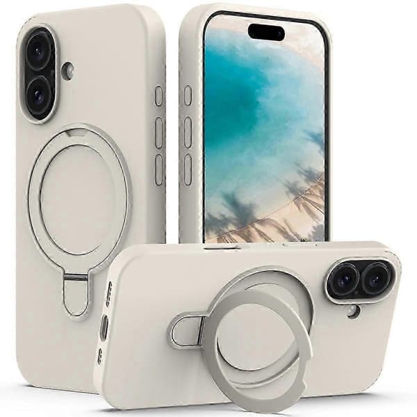 Deksler til iPhone 16 Plus, kompatibel med Magsafe-støtte, PC + silikondeksel - Hvit Antique White