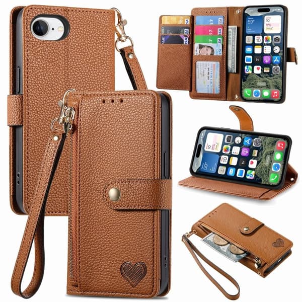 Kompatibel med iPhone 17e/16e Wallet Cover - Black