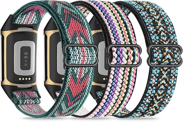 elastiske håndledsremme, kompatible med Fitbit Charge 5/Fitbit Charge 6 herre- og damearmbånd, åndbare og justerbare A