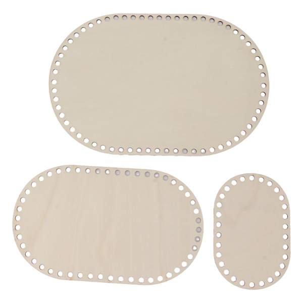 3 st träkorg botten oval tom solid virkad korg träbas för DIY-korgvävstillbehör Hantverkstillverkning