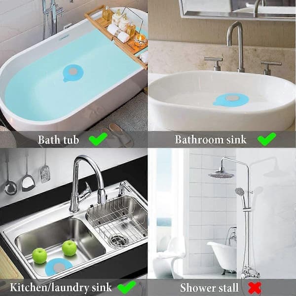 Avløpsplugg for badekar, universal silikonplugg for badekar, avløpsplugg for servant, baderom, kjøkken, dusj, gulvavløp (grå)