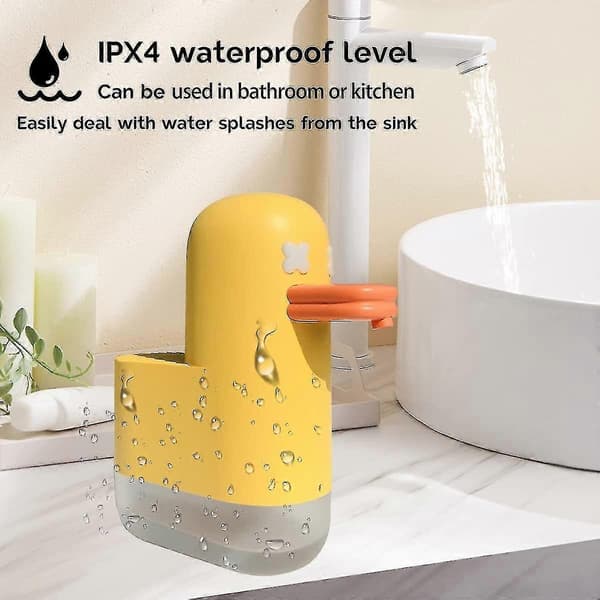 Automatisk såpedispenser, oppladbar skummende såpedispenser, vanntett IPX4, Bubble Duck såpedispenser
