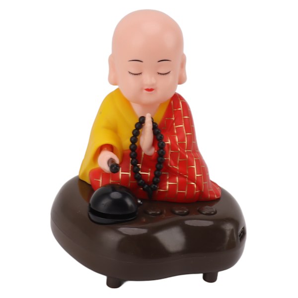 Liten munkfigur USB-lading 6 sanger Musikk LED-nikkende Kinesisk liten Buddha-munkstatu Bilpynt hjemmedekorasjoner