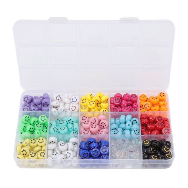 300 stk Smile Face Perler Konveks Design DIY Akryl Fargerike Happy Face Perler for barn og venner
