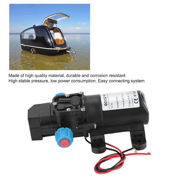 12V/60W Vandpumpe 5L/min Mikromembranpumpe til Campingvogn, Båd