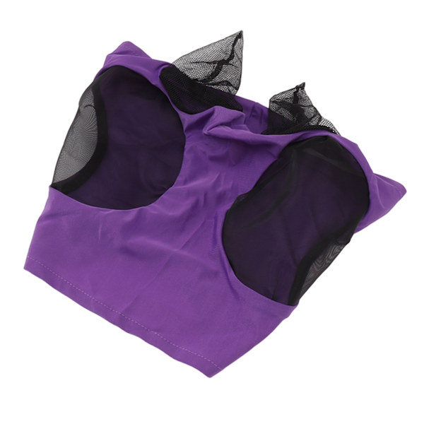 Horse Mesh flugmask Andas elastisk hästansiktsmask med öronskydd Ridutrustning för ridsport Lila