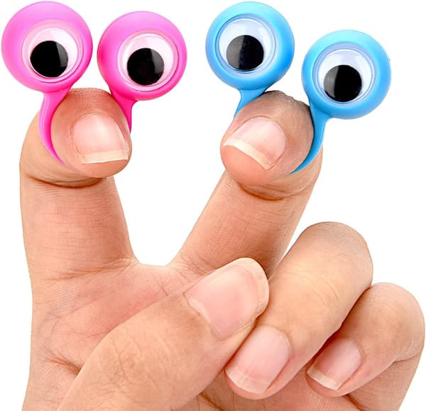 30-pack ögonfingerdocka ögonring partyleksaker, slumpmässiga färger, stor