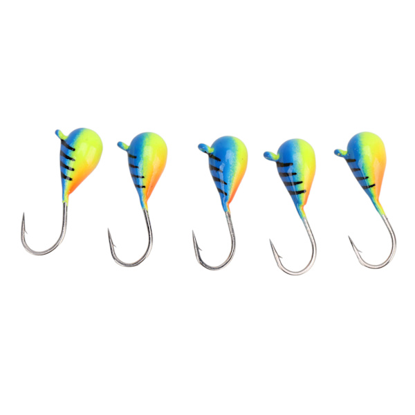 5 stk Isfiske Jiggsett Høykarbonstål Isfiskekroker Lokke for Bas Abborre Crappie Micro 5MM