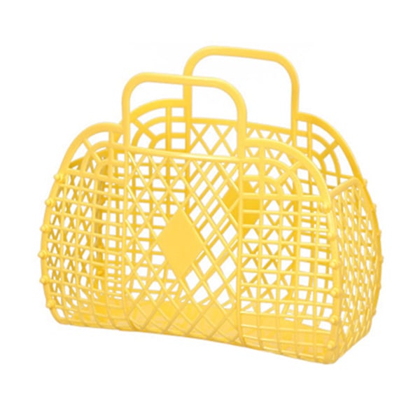 Hul Forvaringskurv Plast Genanvendelig Bærbar Foldbar Taske til Strand Hjem Indkøb Legetøj Tøj Gul 250x110x220mm/9.84x4.33x8.66in