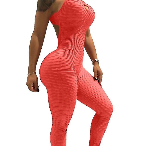 Yoga Suit Damkläder Scrunch Butt Cross Back Hög Midja Romper Orange