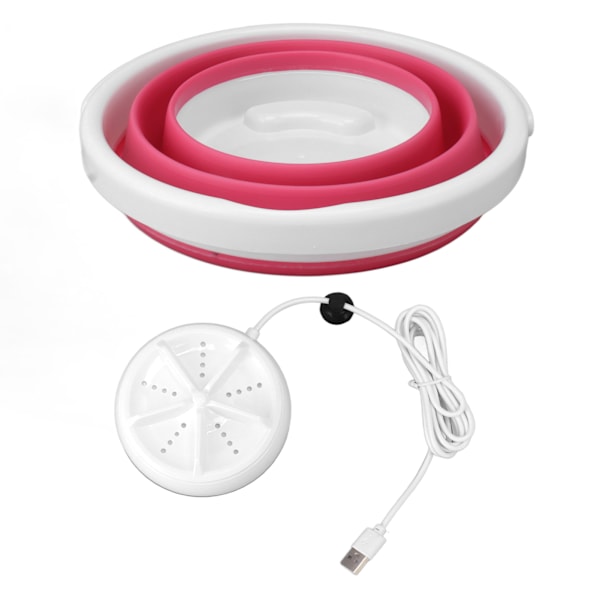 5L Foldbar Vaskemaskine Ultralyd Vibration Frem og Tilbage USB Foldbar Bakke til Hjem Rosa