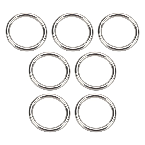 7 stk 304 rustfrit stål metal O-ring Vandafvisende rustfrit sømløst svejset rund O-ring til fitnessbuer Yogaringer 7x50MM