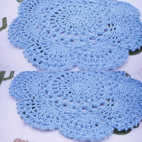 22cm blondeduk, heklet, rund blondeduk, håndlaget Blue