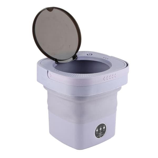 Folding Washing Machine Fully Automatic Small Underwear Folding Washer for Dorm EU Plug 100‑240V Purple