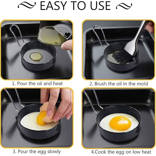 Rostfritt stål nonstick stekt äggform set