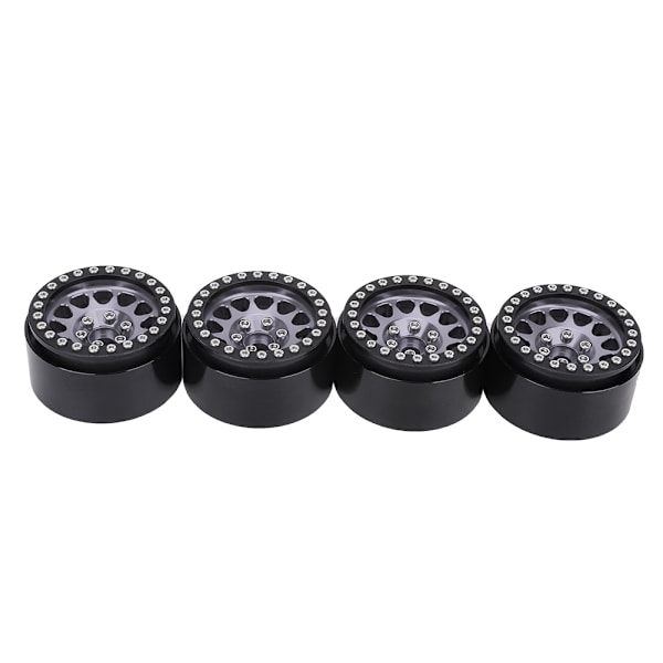 4 kpl 1:10 RC-kiipeilyauton metallipyörän navat auton renkaat sopivat Axial SCX10 / SCX10II / 90046 / 90047 Musta ja hopea