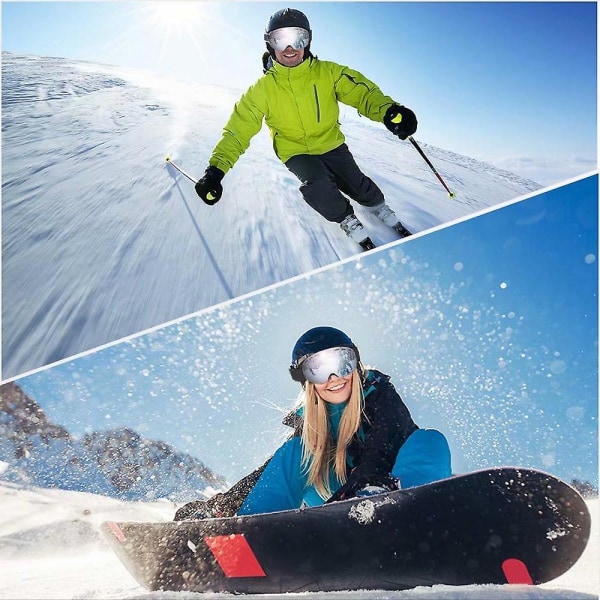 Ski Snowboard Goggles, anti-dug beskyttelsesbriller med to lag med rammeløst design