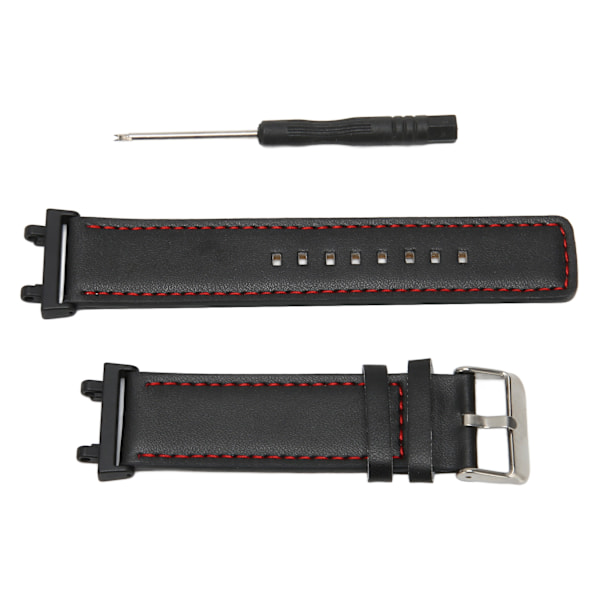 Klockband PU-läder Andningsbart ersättningsklockarmband med fjäderstångsverktyg för T Rex 2 Svart