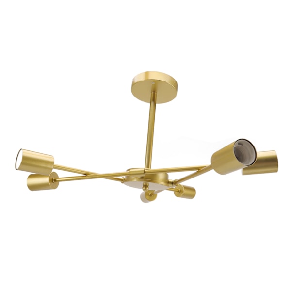 Retro Industriell 6-armet Semi-Flush Taklampe Moderne Sputnik Lysekrone for Kunst Restaurant Bar Soverom 110‑220V Gull