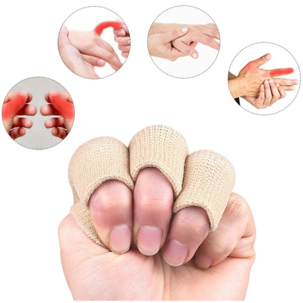 10 stk Fingerarmskinne Fingerstøtte Pustende elastisk fingerbeskytter for smertelindring Sport Basketball Badminton, modell: Beige