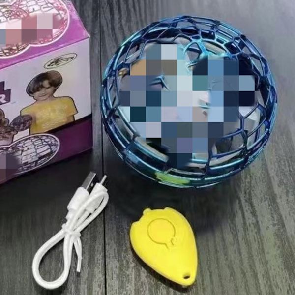 Flyvende Bold Legetøj Farverigt Lys USB Opladning Intelligent Sensor Plast Roterende Flyvende Bold Globe Blå