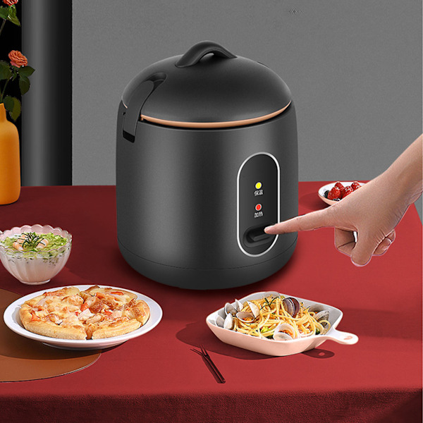 Hem Mini riskokare svart liten sovsal Automatisk riskokare 1,2L termisk riskokare med ångkokare