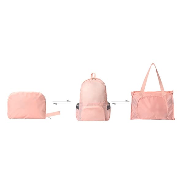 Packable Backpack Polyester Fiber Foldable Waterproof Lightweight Multifunctional Hiking Daypack for Camping Travel Pink
