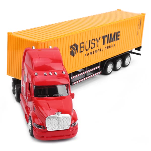 1:48 Container Truck Modelbil Legetøj PullBack Børnebil Legetøj med Lys og Lyd (Rød Gul)