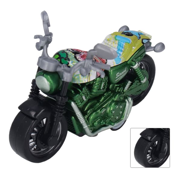 Mini Motorcycle Model Alloy High Simulation Promote Coordination Pull Back Motorcycle Toy for Kids Green