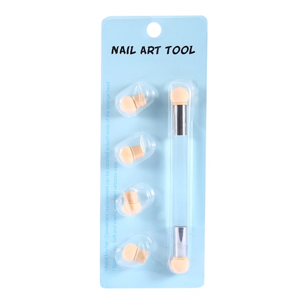 Kaksisuuntainen UV-geeli Nail Art -maalaus Gradient-varjostuspenseli 4 ylimääräistä sienipäätä Läpinäkyvä