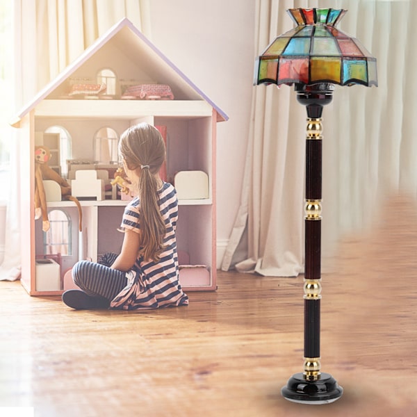 1:12 Miniature Dukkehus Tilbehør Gulvlampe LED-lys Møbel Legetøj