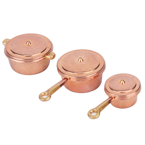 1:12 Dockhus Köksredskap Set Miniatyr Simulering Pan Panne Dockhus Kök Tillbehör Guld Gul