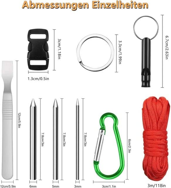 Paracordsett, Paracord 550 Nylonrep Paracordrep Multifunksjon (f2)
