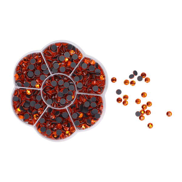 1000 stk. Rhinestones Glas DIY Dekorativt Neglekunst Tilbehør til Tøj Sko JM201 Orange Rød