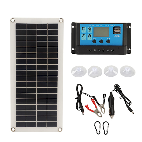 Solpanel 10W polykristallint kisel Dubbel USB-utgång för motorcyklar Båt Traktor Trailer Lastbil Gräsklippare RV 30A Controller