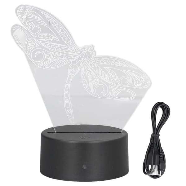 Dragonfly Pattern 3D Light 7 Color Changing LED Night Light USB Battery Powered 3D Decorative Lamp for Bedroom