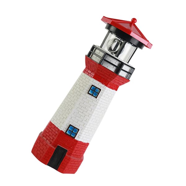 Solar Lighthouse Eco-Friendly Energy-Saving Solar Lighthouse with Rotating Lighthouse for Garden Decor Red