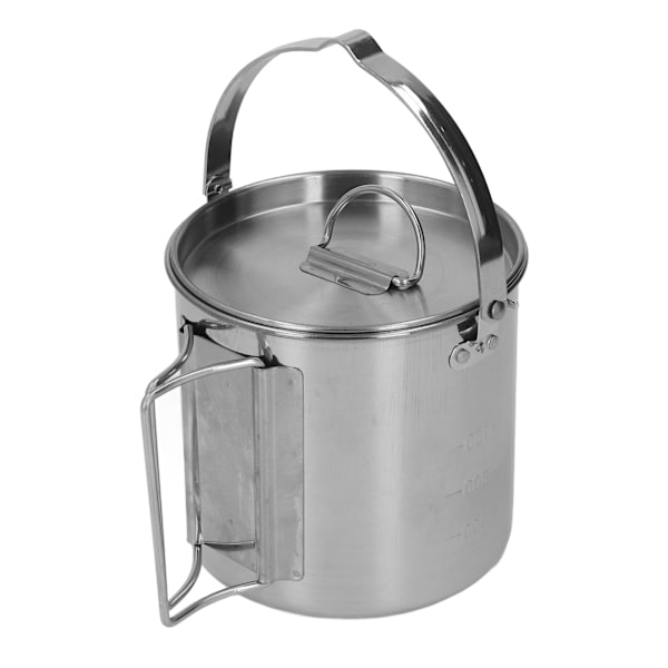 1,2L campingvattenkokare i rostfritt stål Bärbar tekanna Kaffekanna Utomhuskokkärl för vandring Camping picknick