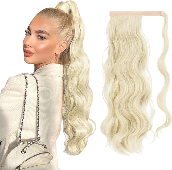 Lang bølget hestehale-forlengelse Clip Ponytail Extension Syntetisk 70cm