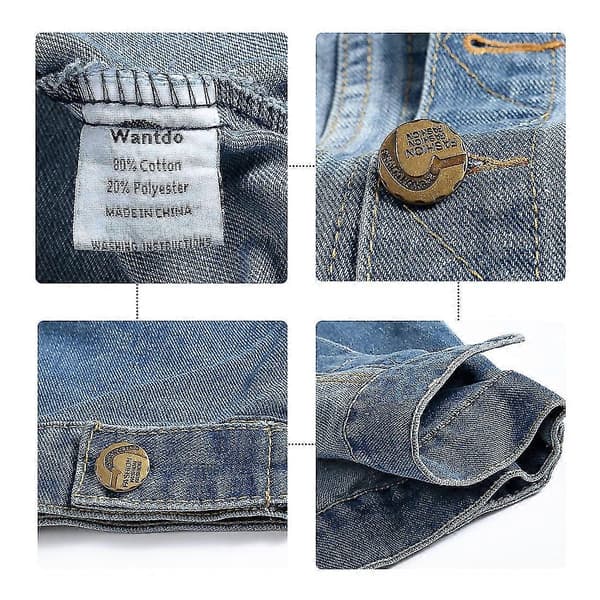 Herr Casual Ripped Lapel Ärmlös Denim Bomullsjacka Blue 3XL