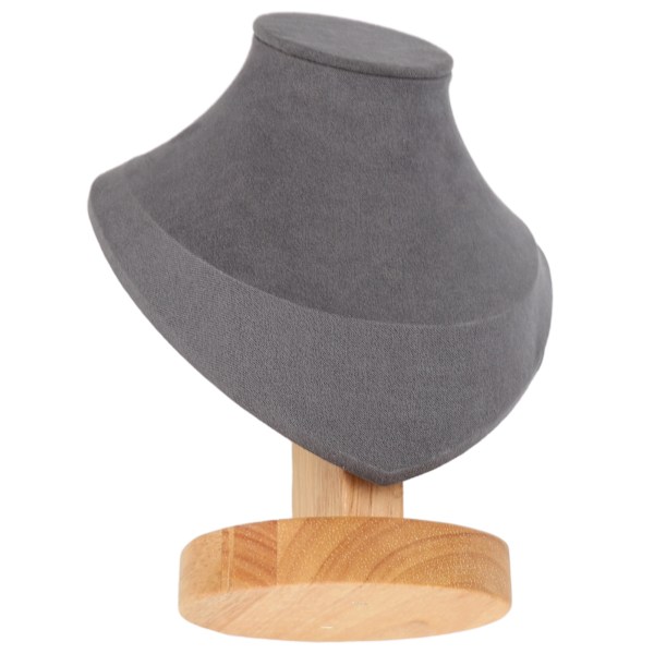 Halsband Display Hållare Log Flanell PU Läder Halsband Hållare Stativ för detaljhandel Grå