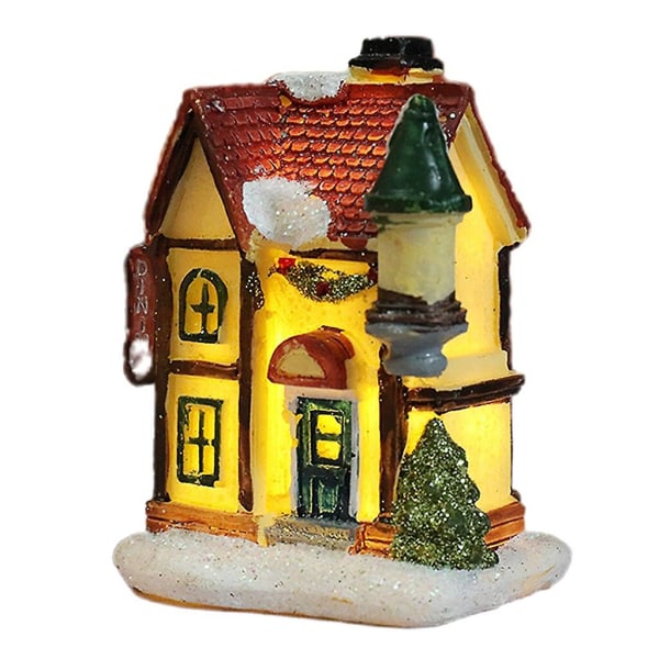 Gør-det-selv-harpiks Julescene Snehus Led Desktop Dekoration Sæt Gave Mini House Model Led Lys Holiday Ornaments A 5