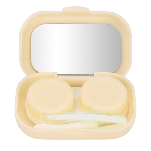 Mini Travel Kontaktlins Box Set Pincett Remover Stick Portabelt kontaktlinsfodral Gul