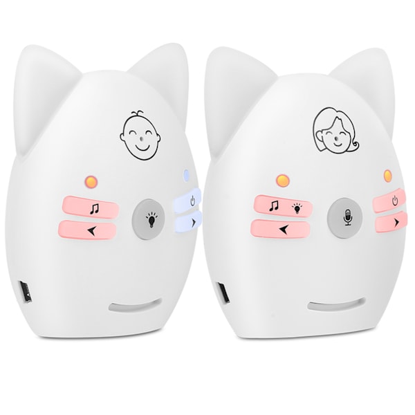 Digital Audio Baby Monitor Bærbar Trådløs To-vejs Spædbarnsmonitor med Natlys (EU Stik Audio Monitor)