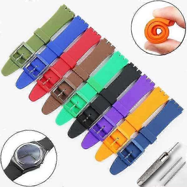 Erstatningsrem til Swatch - Blød TPU silikonerem 17mm 19mm 20mm white 17mm