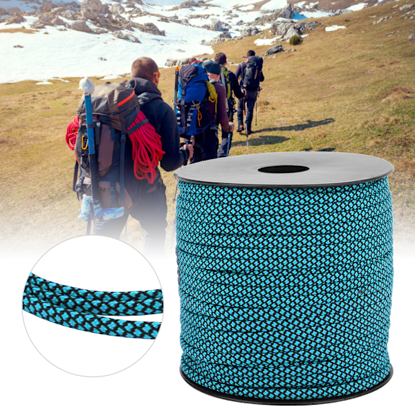 50M 4MM Paksu 7-säikeinen Paracord Pelastus Solmu Lanyard Leirintäköysi Ulkoilma Rannekkeen Kudonta Sininen Musta